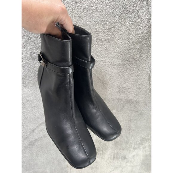Vtg Y2k Nine & Co Women’s 9.5 leather NC Phillpek Ankle boots Square Toe black - Picture 5 of 9